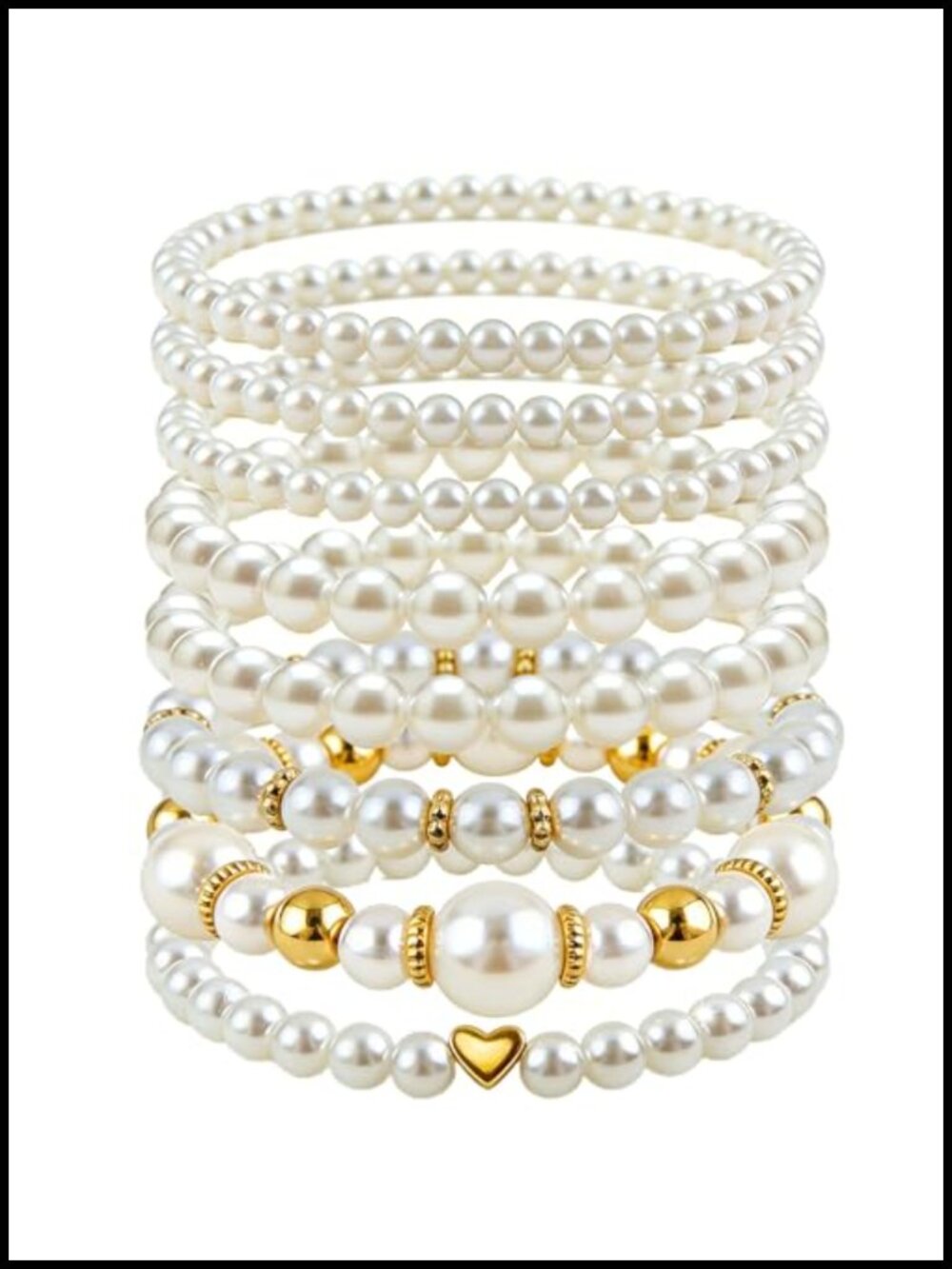 8pcs Faux Pearl Stretch Bracelets Set for Women Stackable Bridal Jewelry